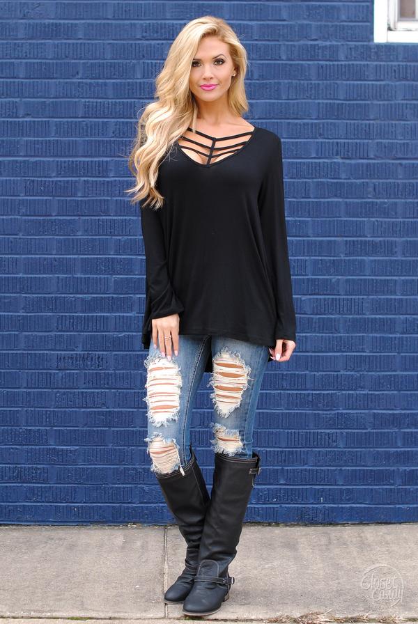 EW2491 Stylish Top Black