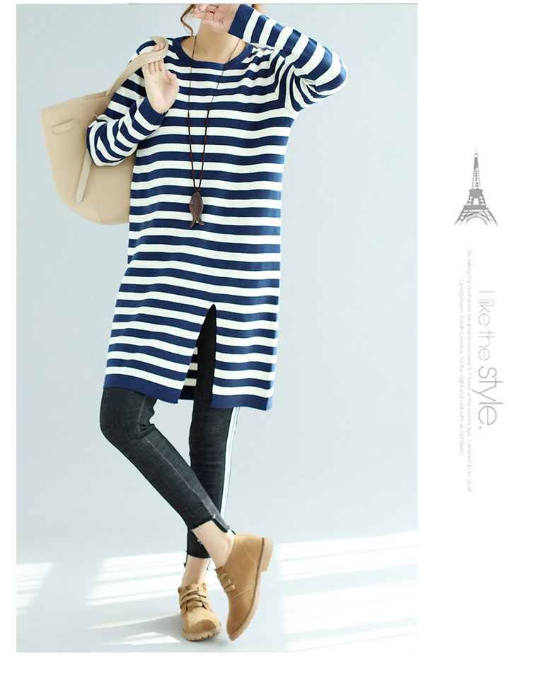 EW2498 Fashion Stripe Top Blue