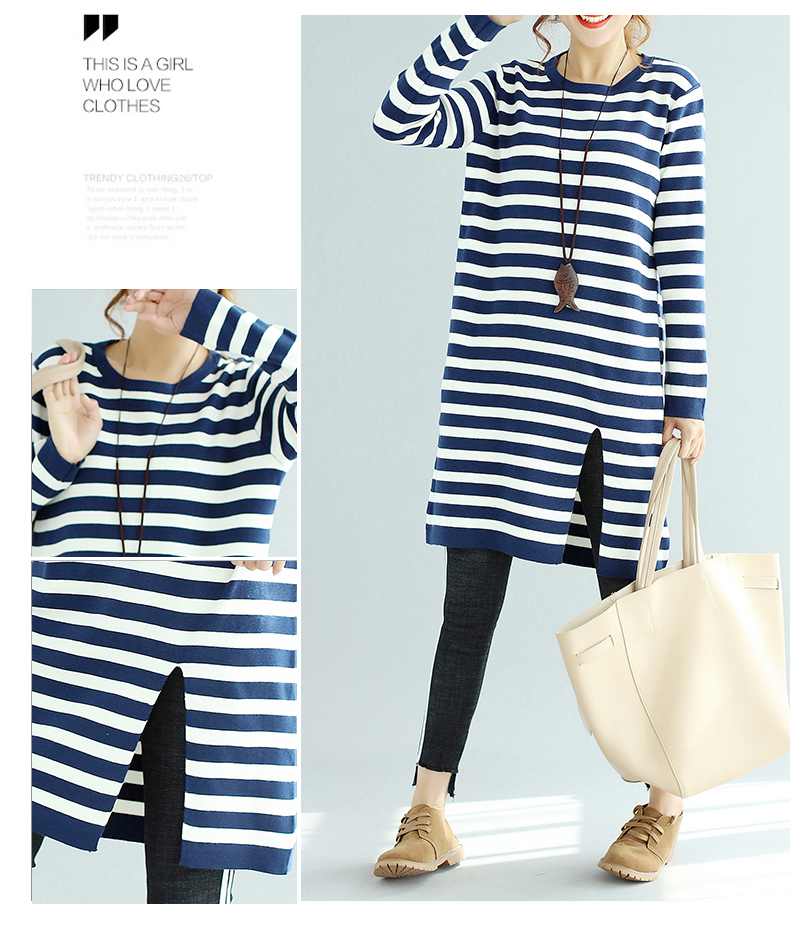 EW2498 Fashion Stripe Top Blue