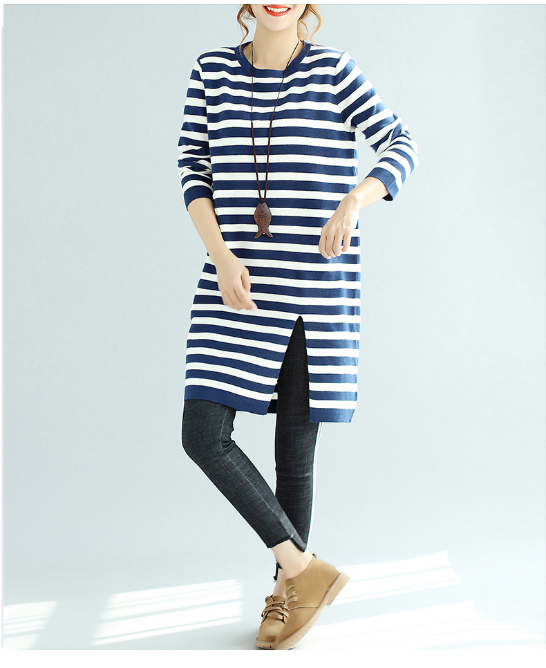 EW2498 Fashion Stripe Top Blue