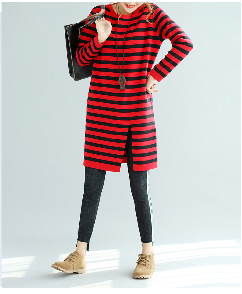 EW2498 Fashion Stripe Top Red