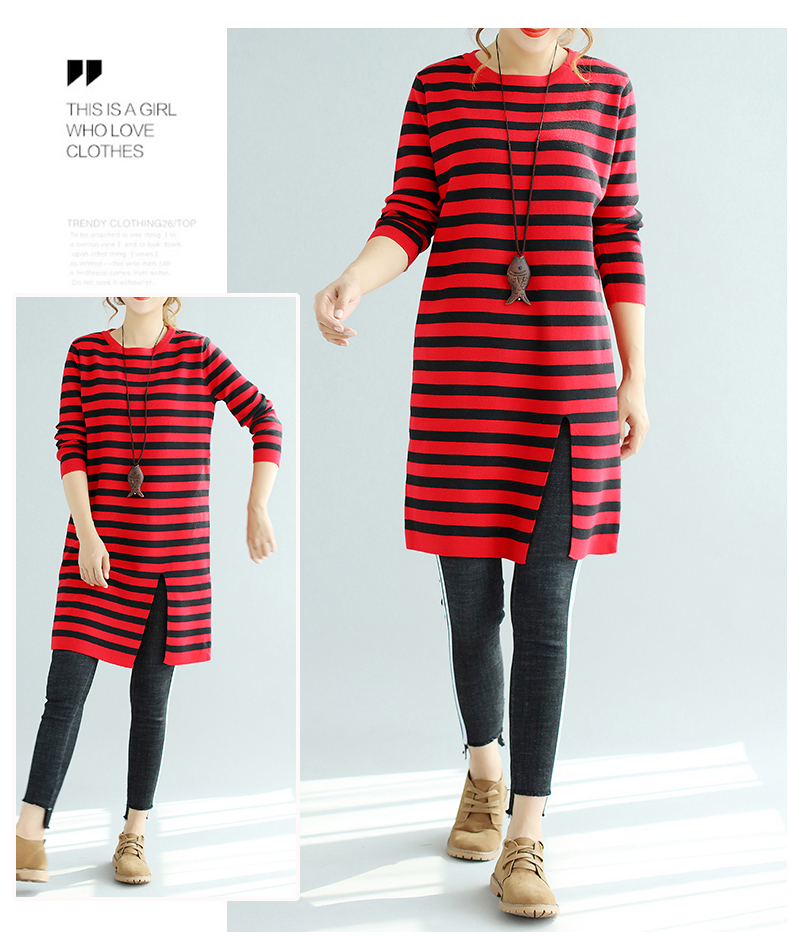 EW2498 Fashion Stripe Top Red