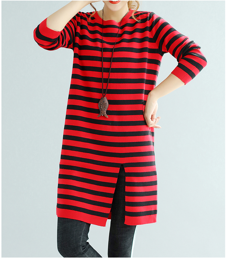 EW2498 Fashion Stripe Top Red