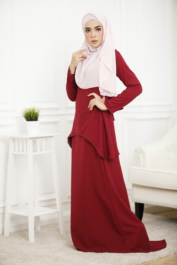 SW4460 Baju Kurung (Plus Size) Maroon 