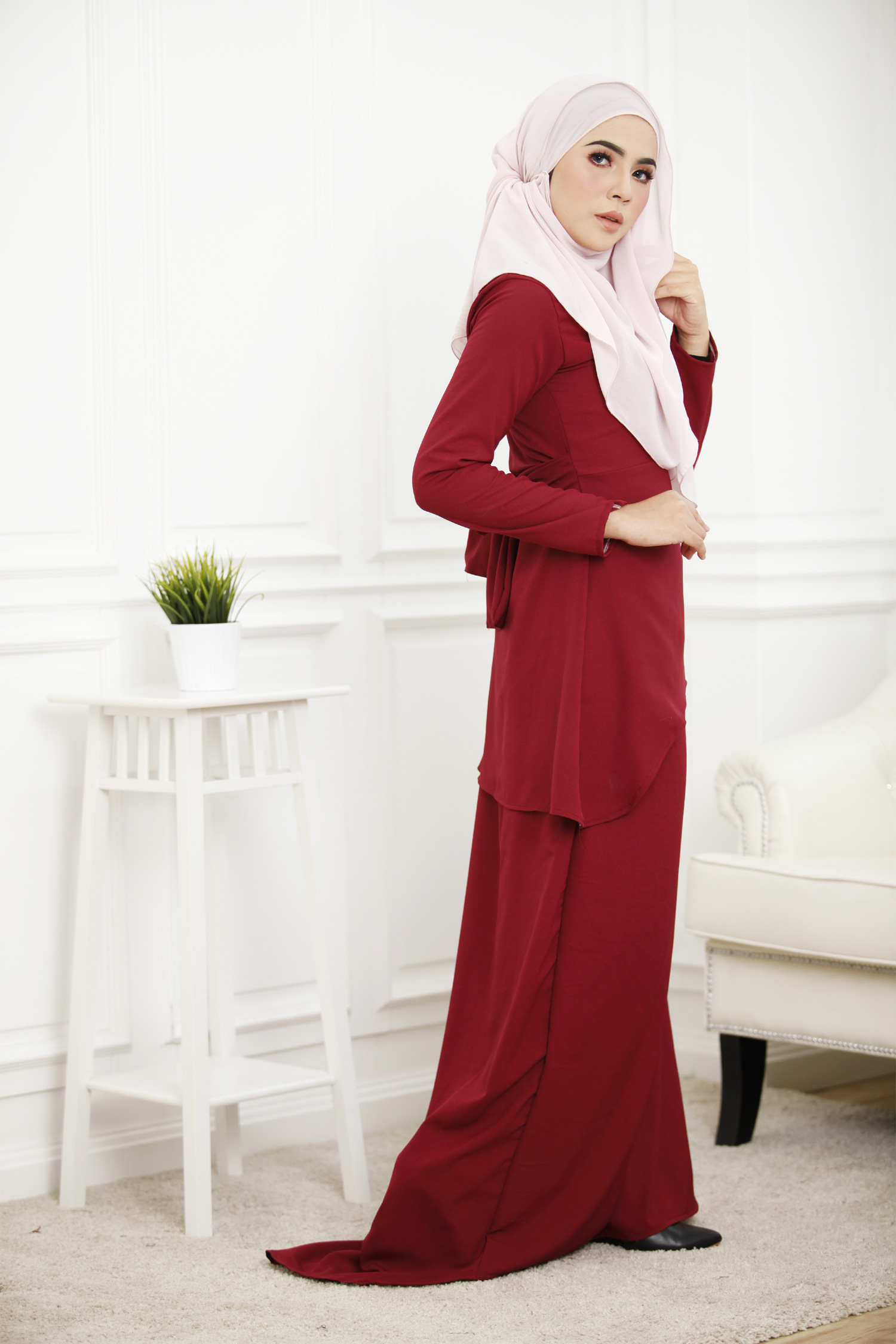 SW4460 Baju Kurung (Plus Size) Maroon 