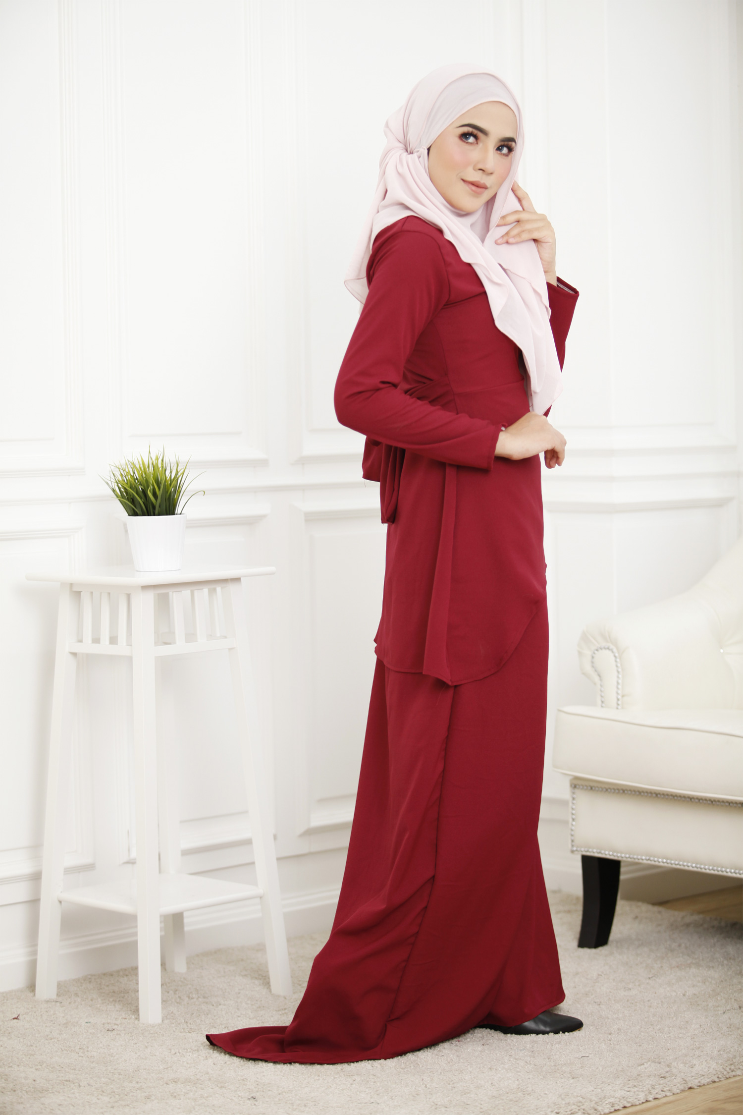 SW4460 Baju Kurung (Plus Size) Maroon 