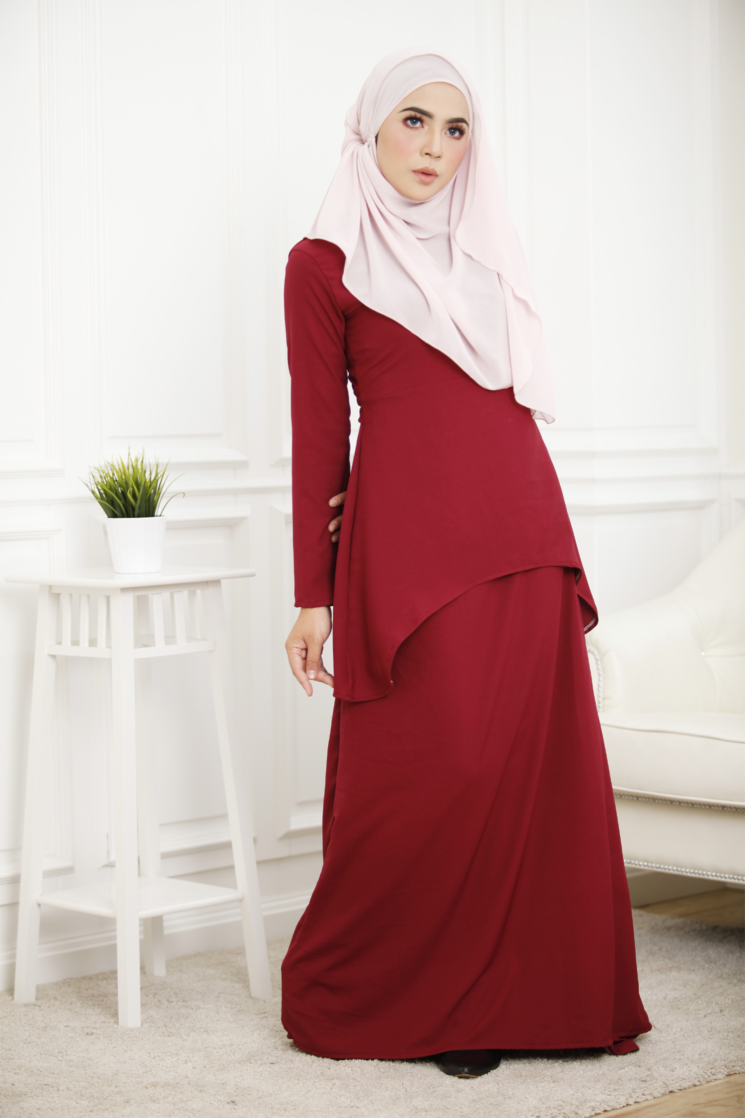 SW4460 Baju Kurung (Plus Size) Maroon 