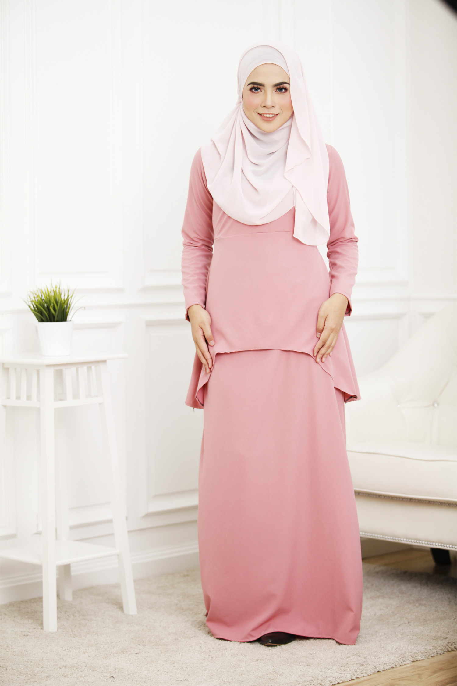 SW4460 Baju Kurung (Plus Size) Pink 