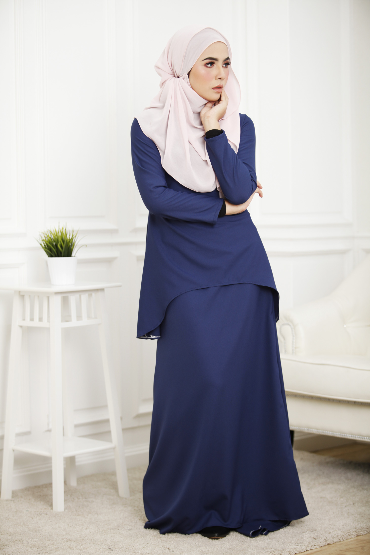 SW4464 Baju Kurung (Plus Size Breastfeeding) Dark Blue