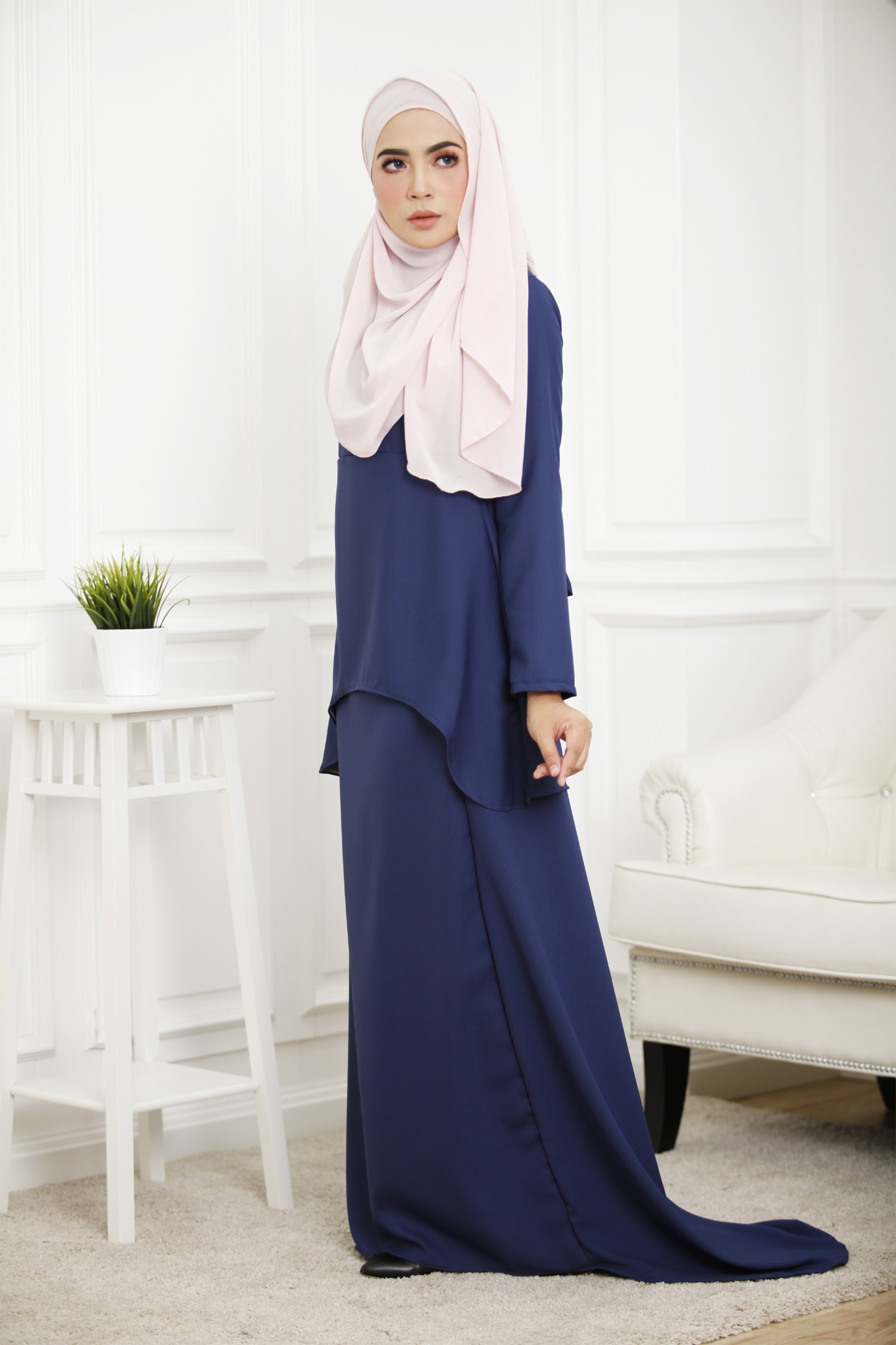 SW4464 Baju Kurung (Plus Size Breastfeeding) Dark Blue