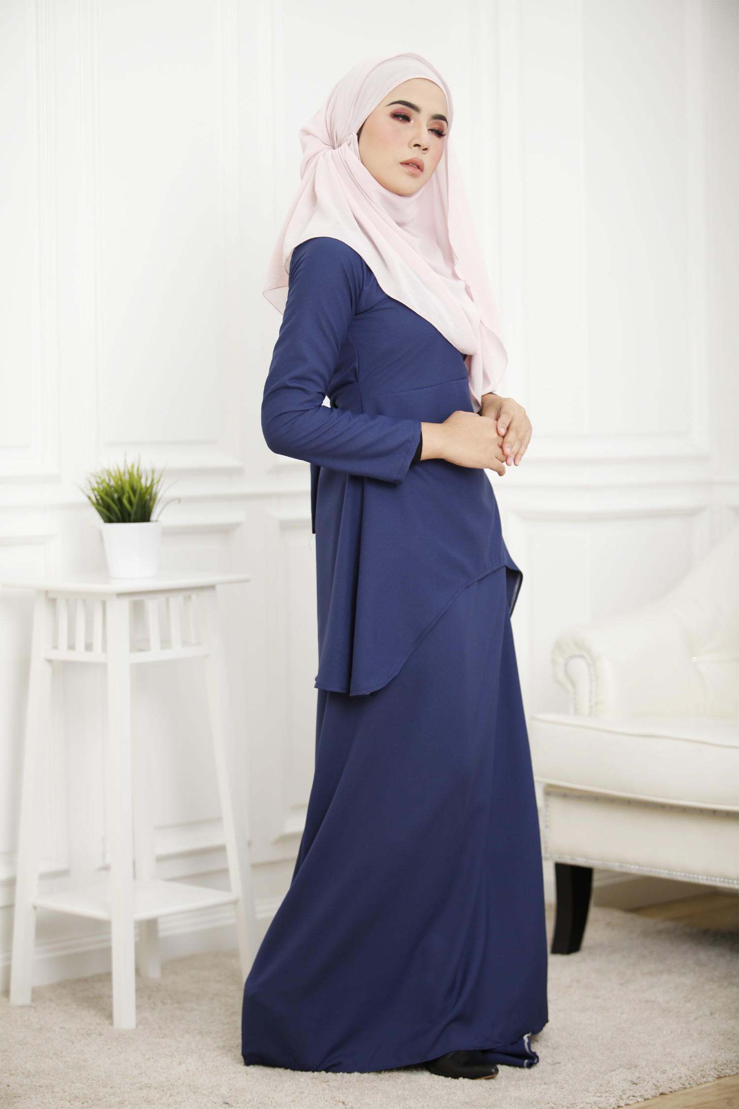 SW4469 Baju Kurung (Plus Size Maternity) Dark Blue