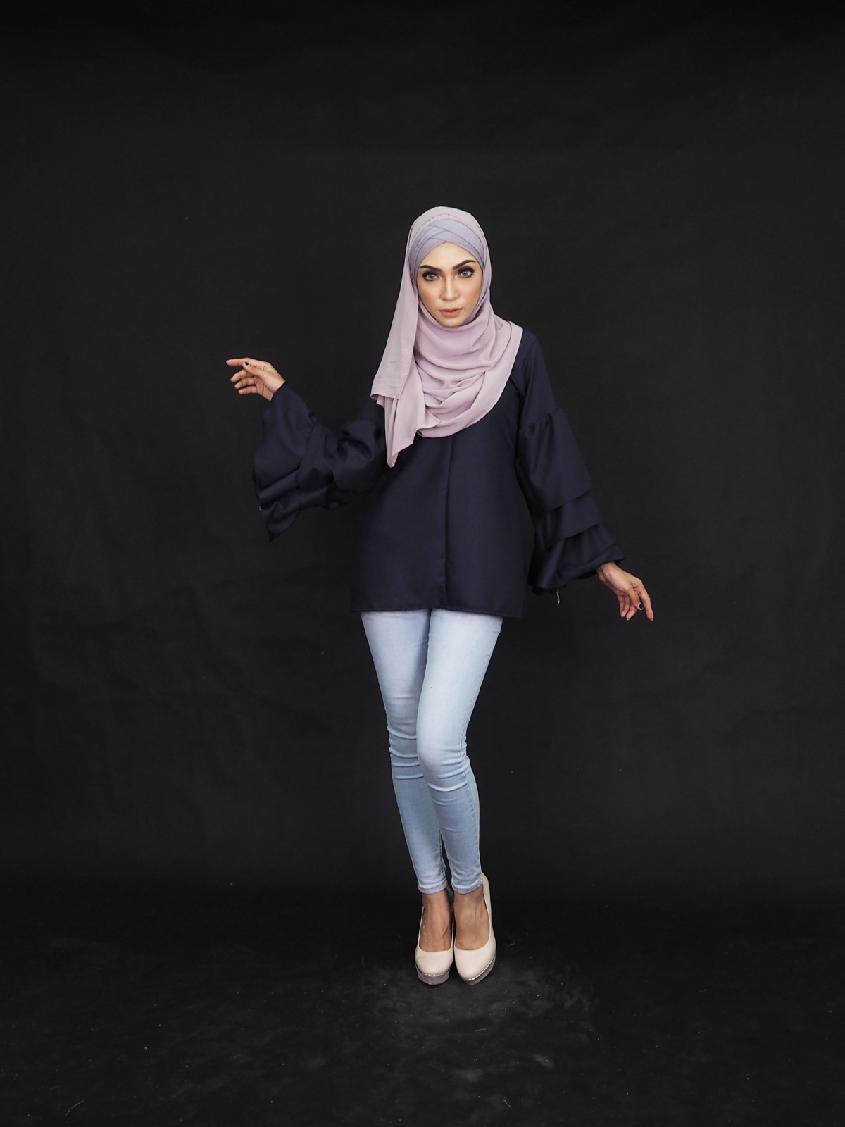 SW4470 Plus Size Maternity Blouse Dark Blue