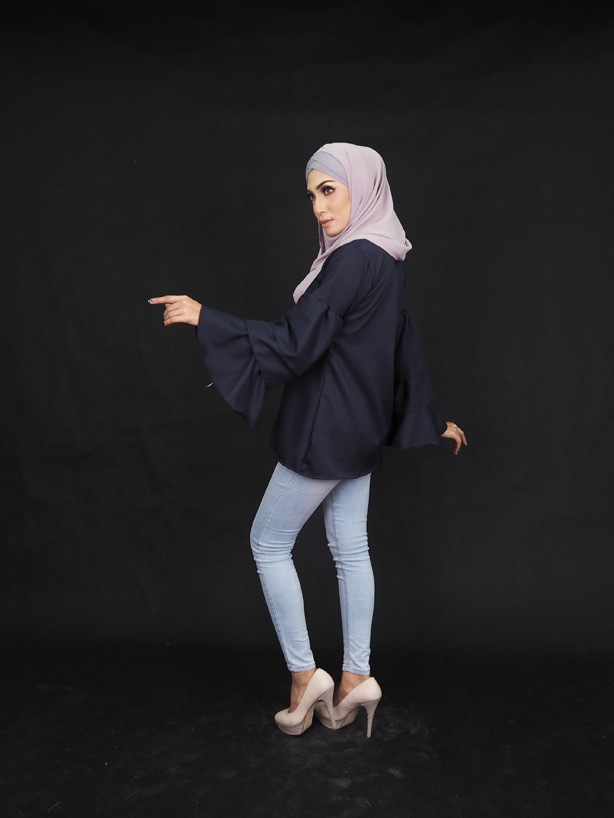 SW4470 Plus Size Maternity Blouse Dark Blue