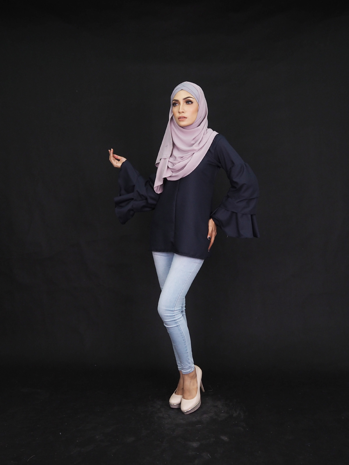 SW4470 Plus Size Maternity Blouse Dark Blue