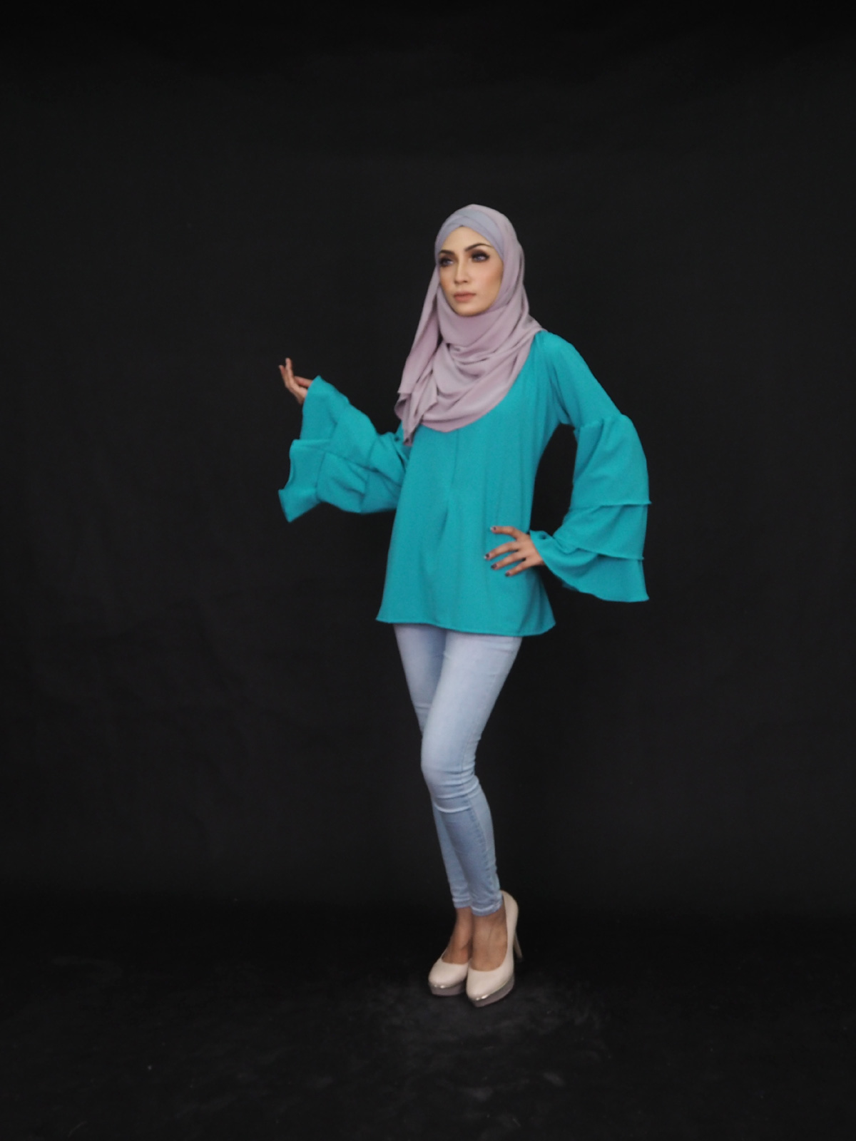 SW4470 Plus Size Maternity Blouse Turquoise