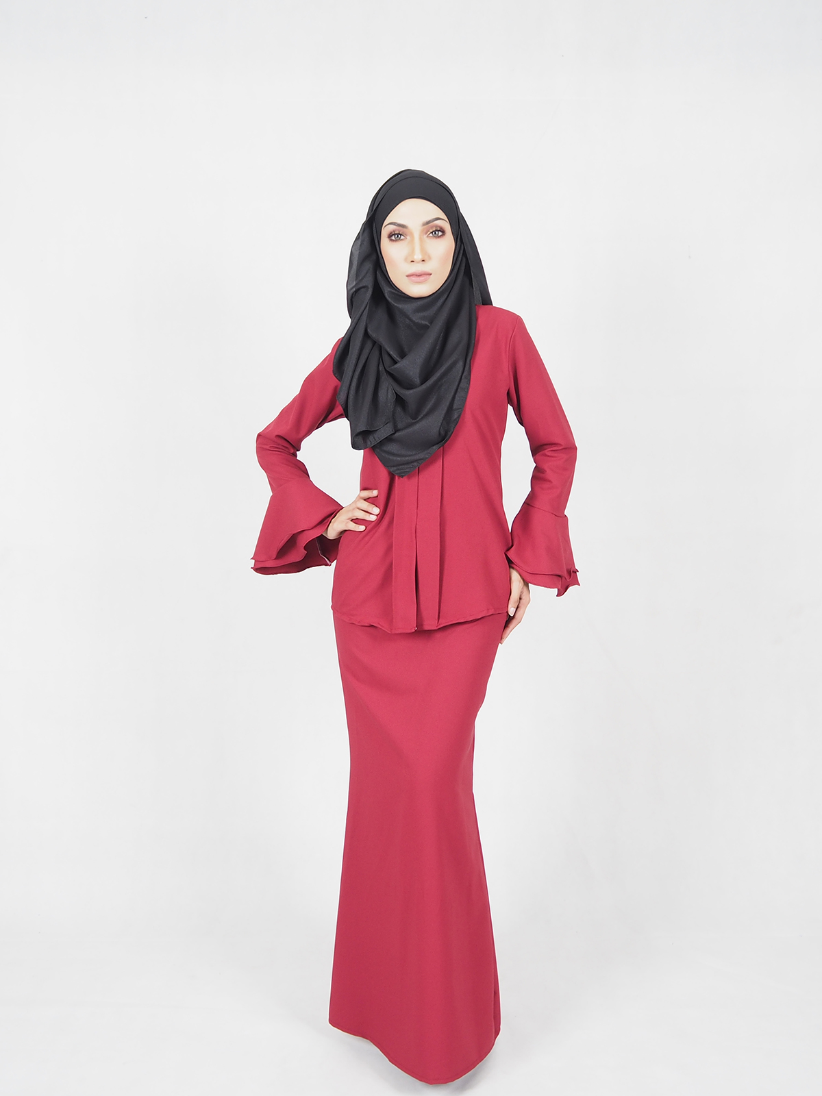 SW4493 Baju Kurung Maroon