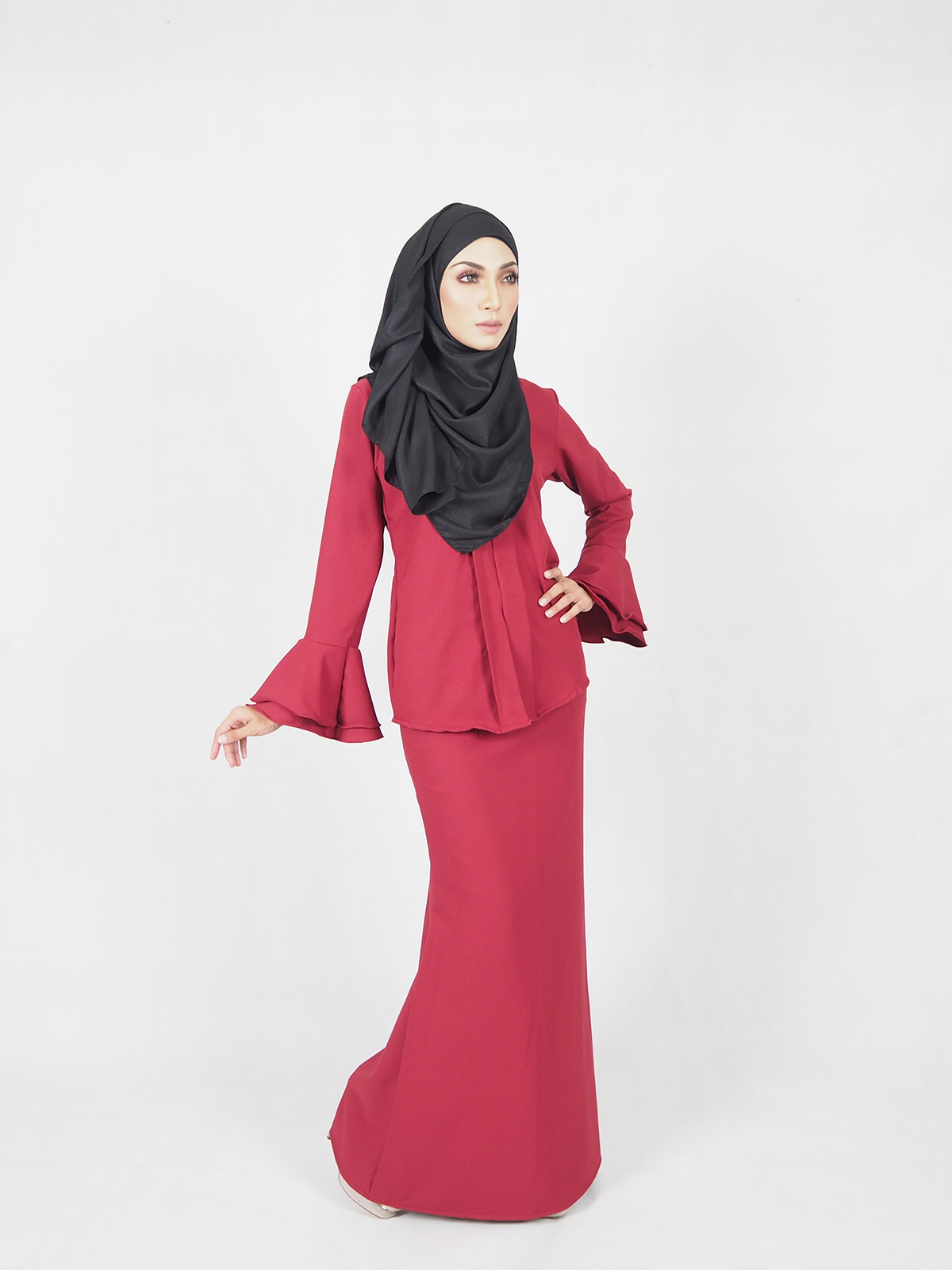 SW4493 Baju Kurung Maroon