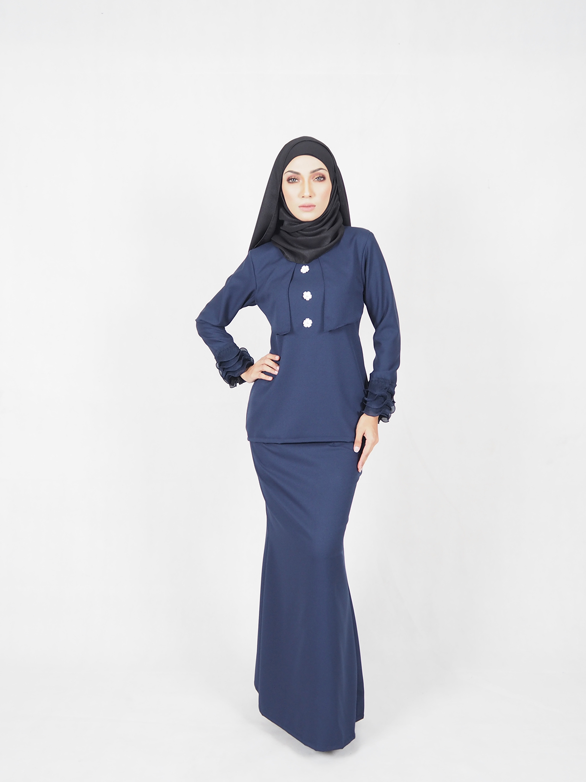 SW4519 Baju Kurung Dark Blue