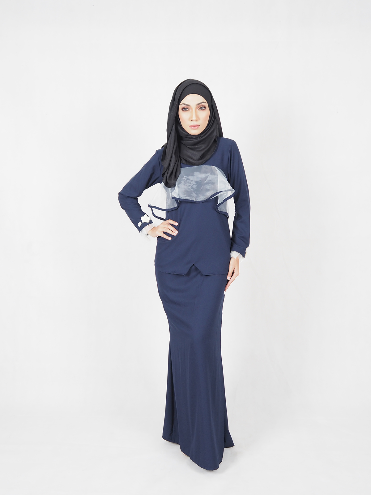 SW4522 Baju Kurung Dark Blue