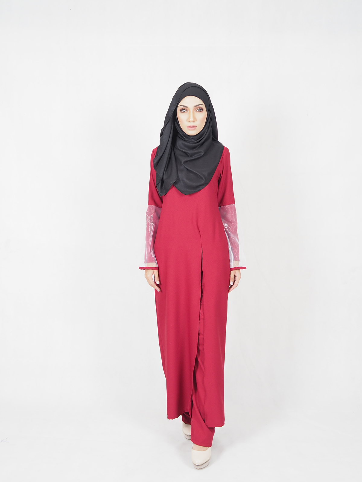 SW4534 Blouse & Pant Set Maroon