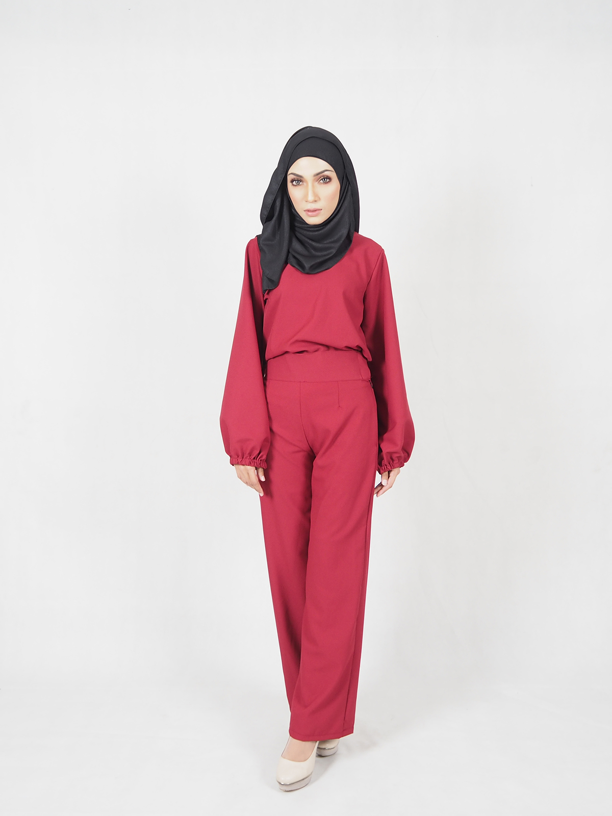 SW4535 Blouse & Pant Set Red