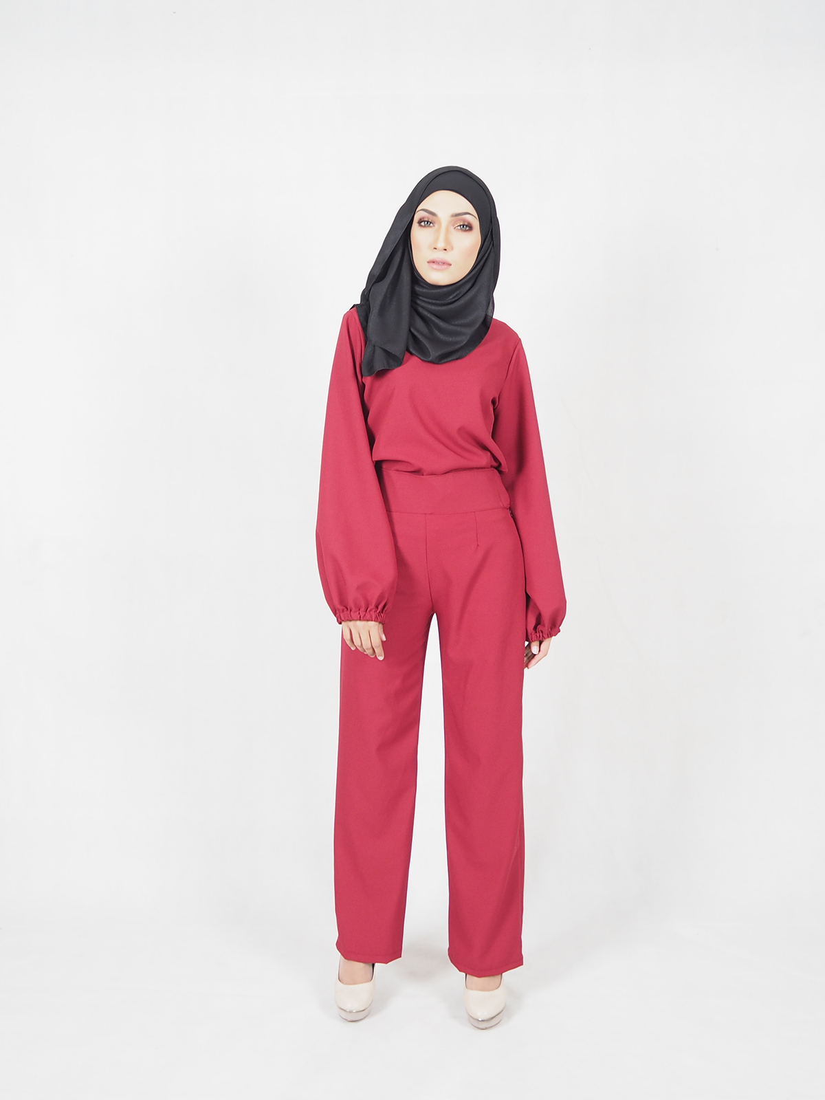 SW4535 Blouse & Pant Set Red