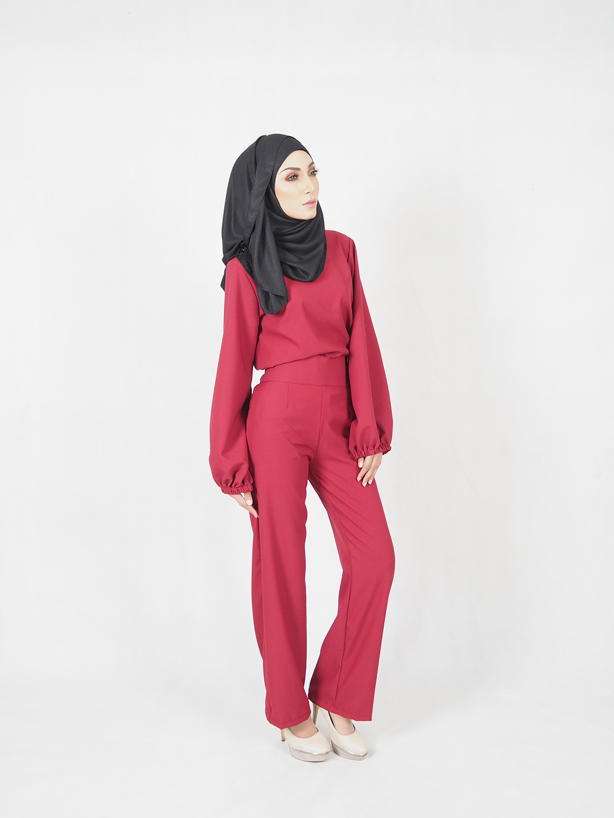 SW4535 Blouse & Pant Set Red