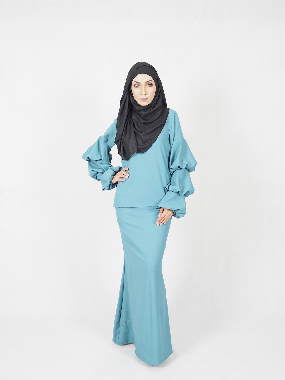 SW4564 Baju Kurung (Plus Size) Blue