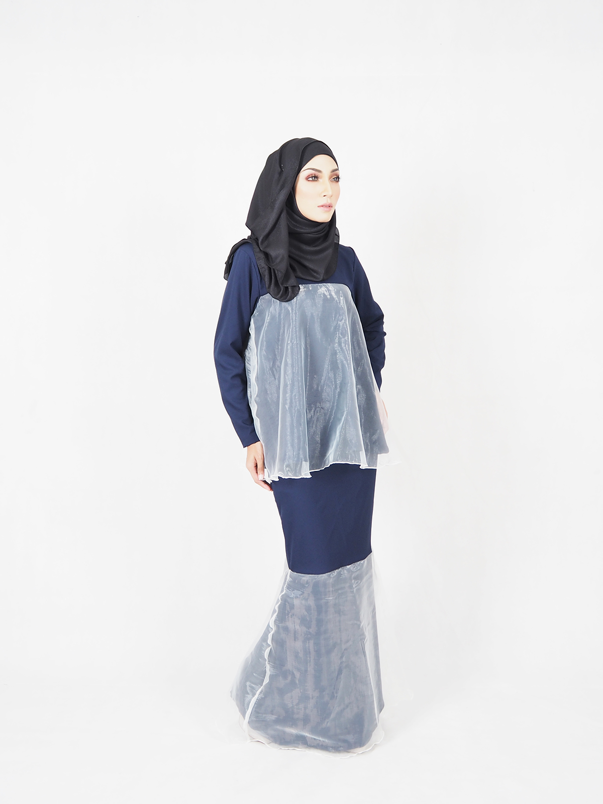SW4574 Baju Kurung (Plus Size) Dark Blue