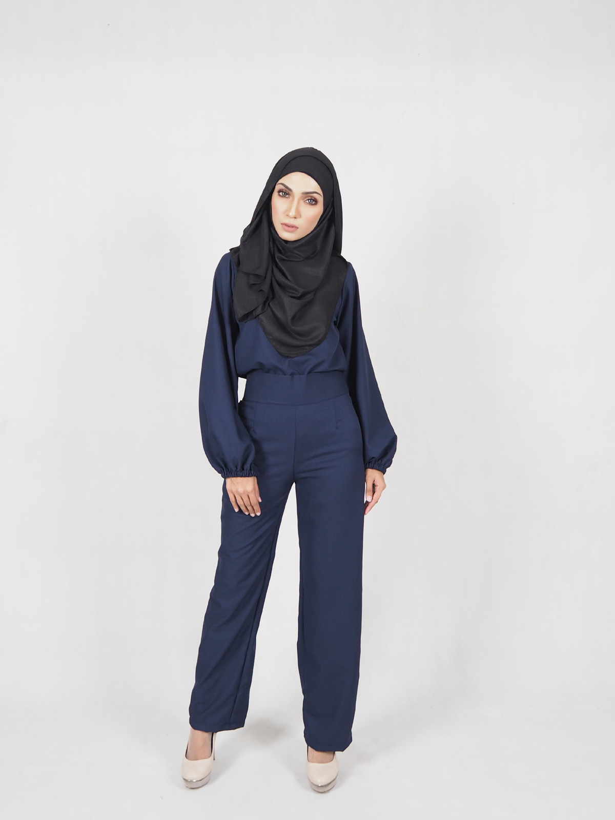 SW4583 Blouse & Pant (Plus Size) Dark Blue