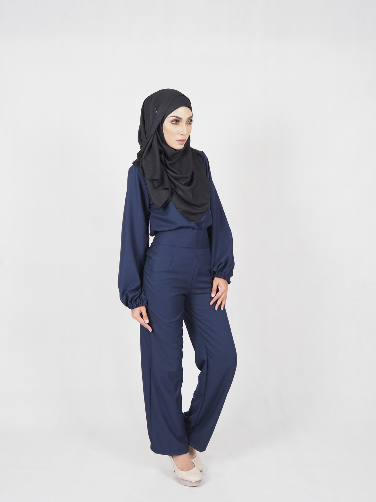 SW4583 Blouse & Pant (Plus Size) Dark Blue