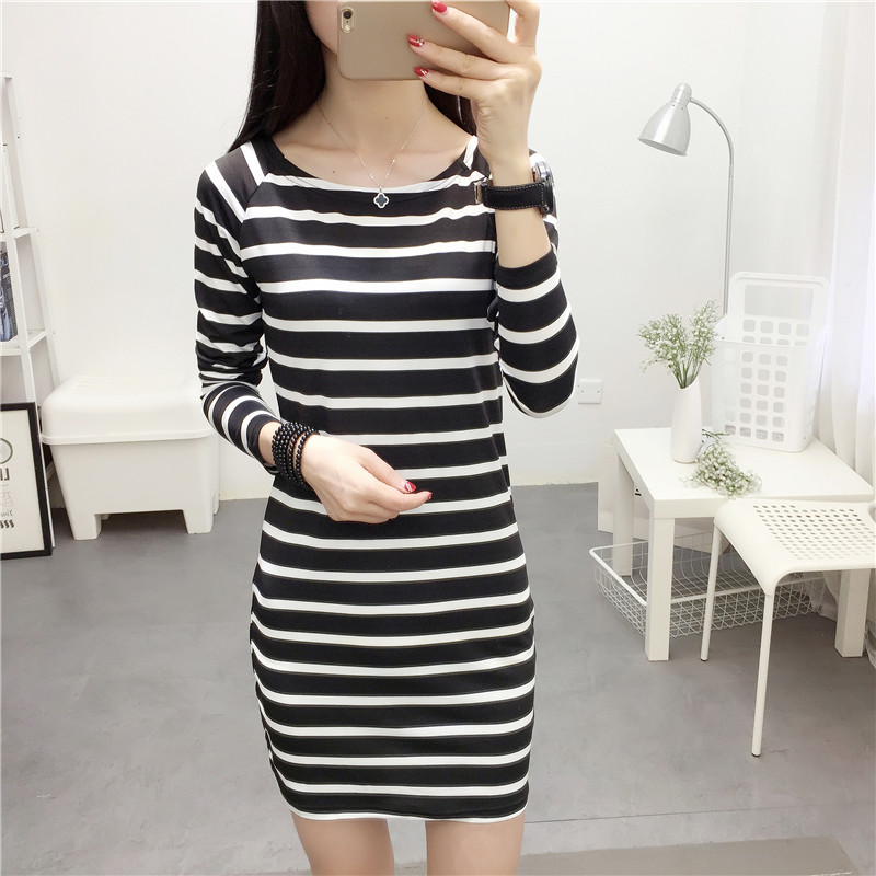 EW20104 Stripe Dress Black