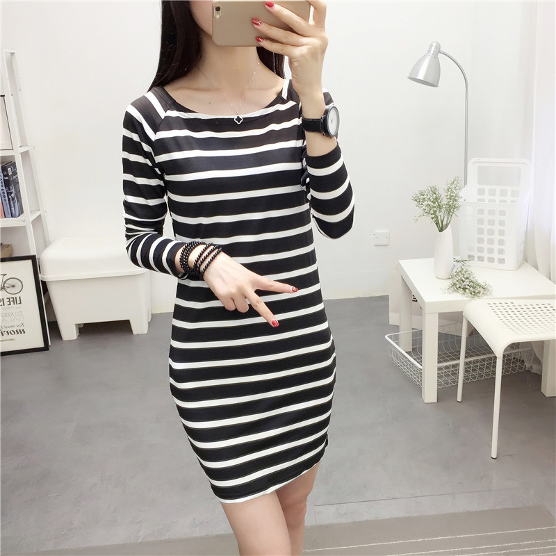 EW20104 Stripe Dress Black