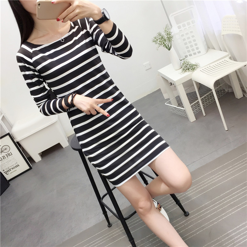 EW20104 Stripe Dress Black