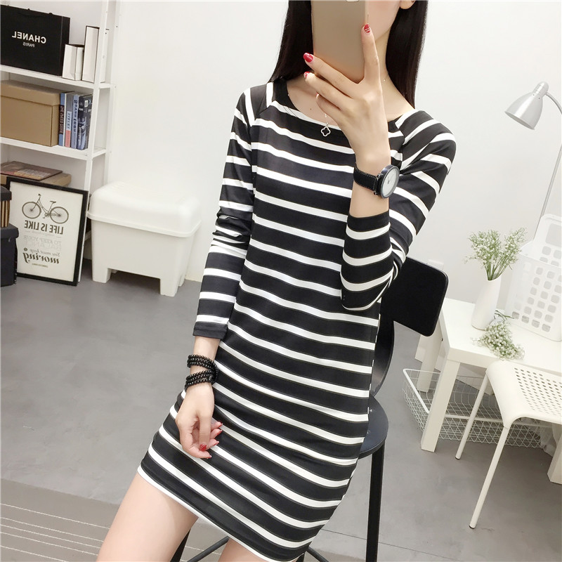 EW20104 Stripe Dress Black