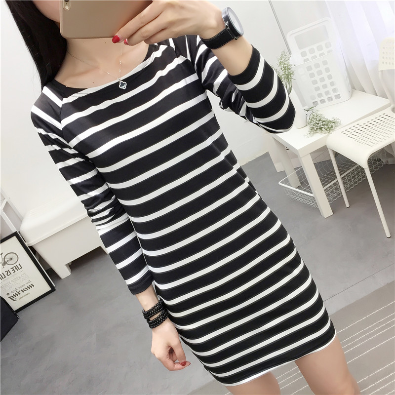 EW20104 Stripe Dress Black