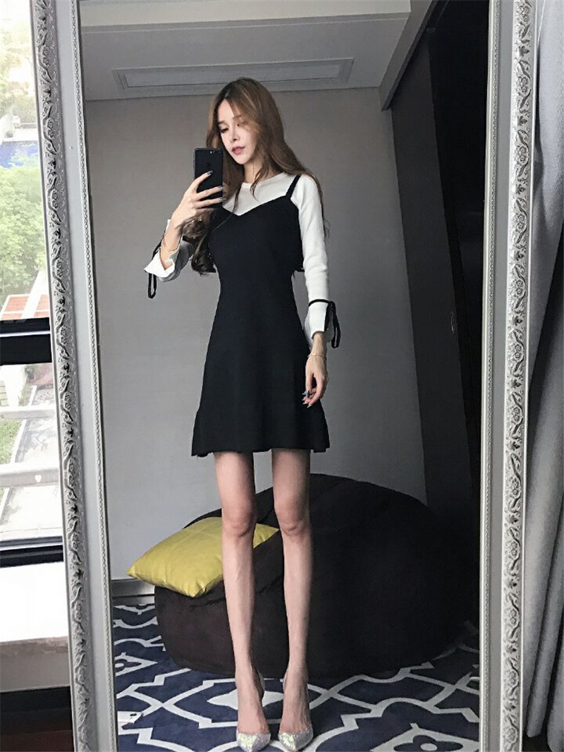 EW20120 Fashion One Piece Dress Black