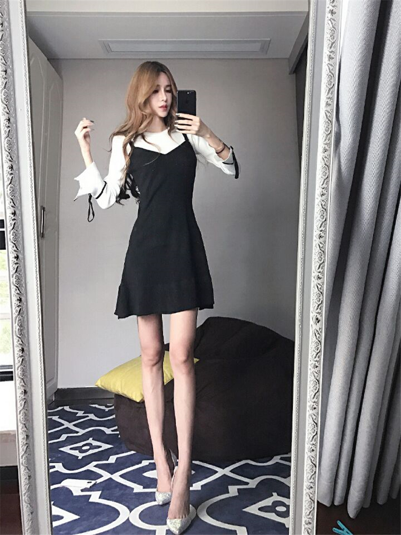 EW20120 Fashion One Piece Dress Black