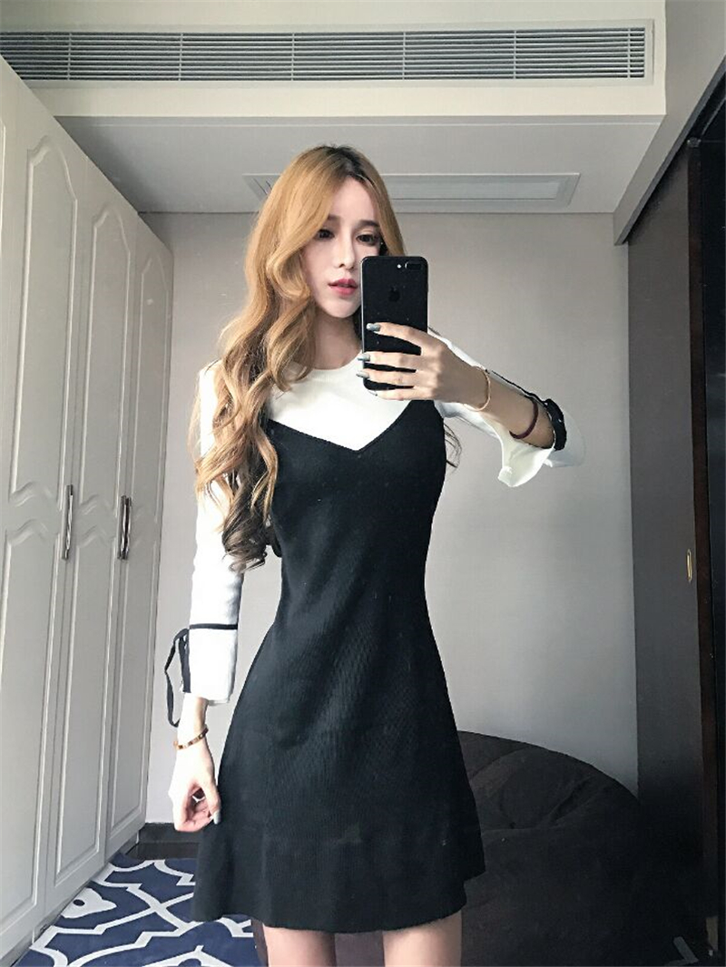 EW20120 Fashion One Piece Dress Black