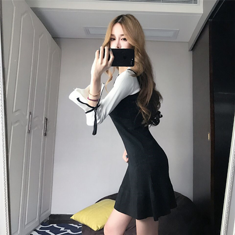 EW20120 Fashion One Piece Dress Black