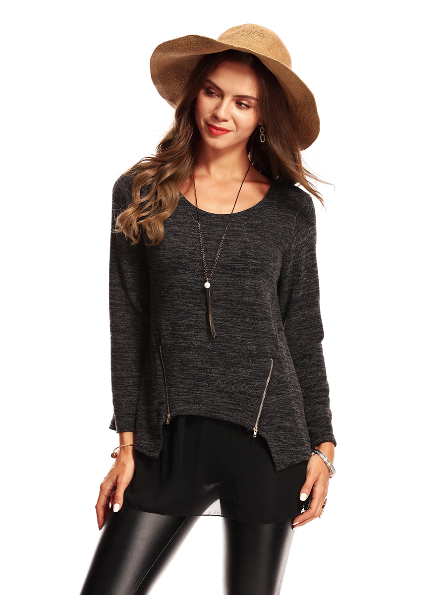 EW20171 Europe Fashion Top Dark Grey