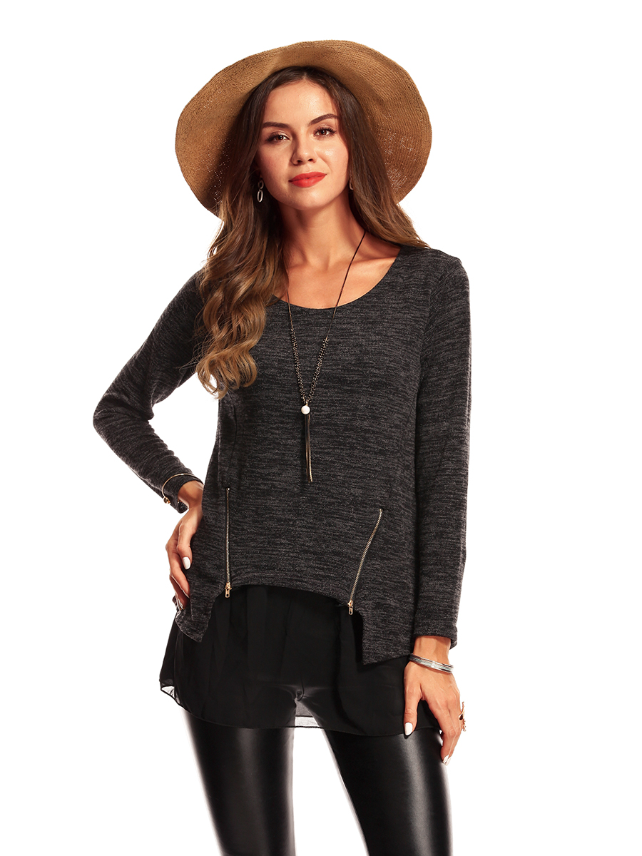 EW20171 Europe Fashion Top Dark Grey