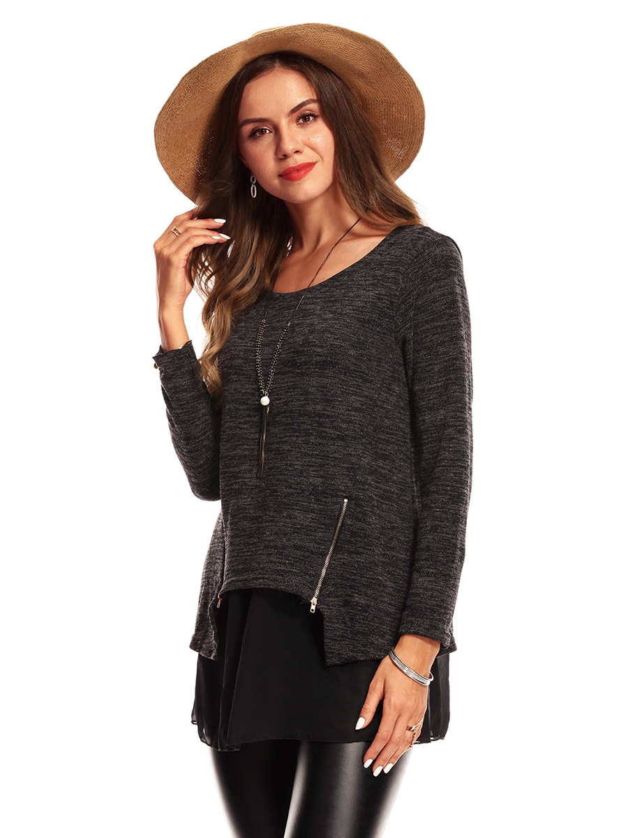 EW20171 Europe Fashion Top Dark Grey