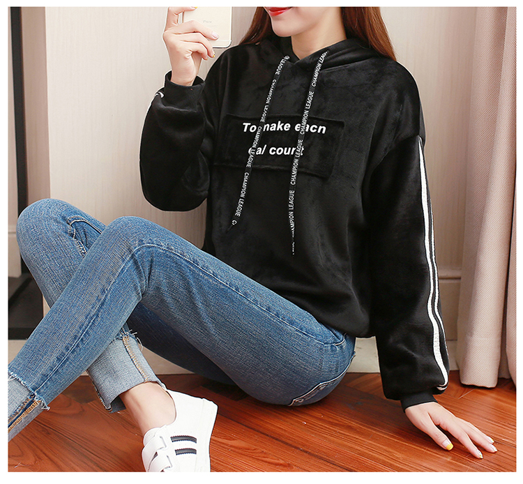 EW20239 Fashion Hooded Top Black