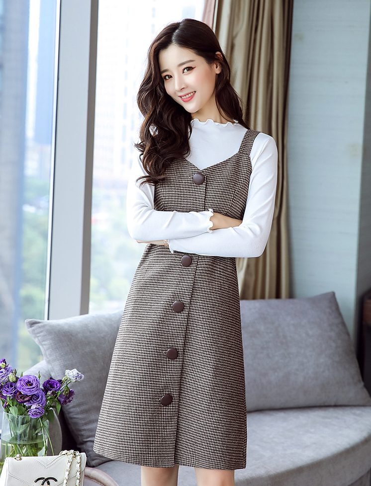EW20242 Stylish Top and Dress Set Khaki