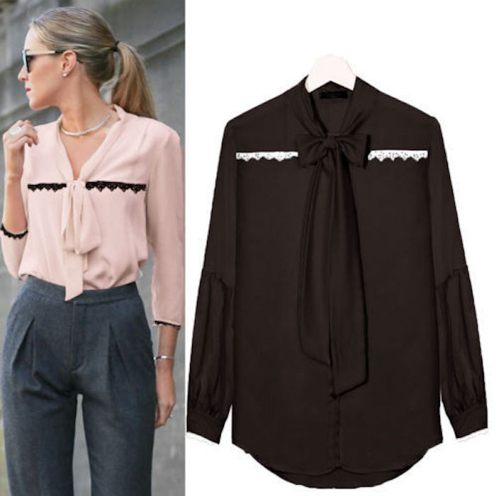 EW20245 Stylish Chiffon Top Black