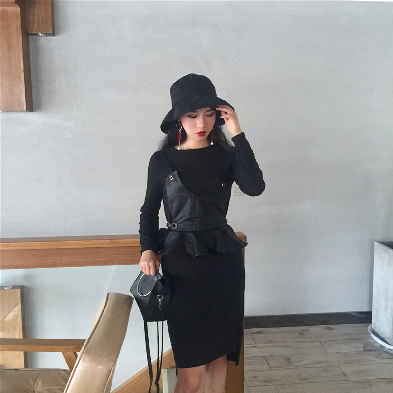 EW20269 Fashion Top and Dress Set Black