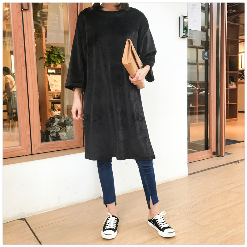 EW20284 Stylish Long Top Black