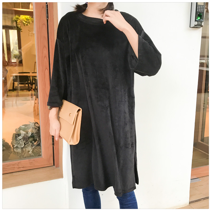 EW20284 Stylish Long Top Black