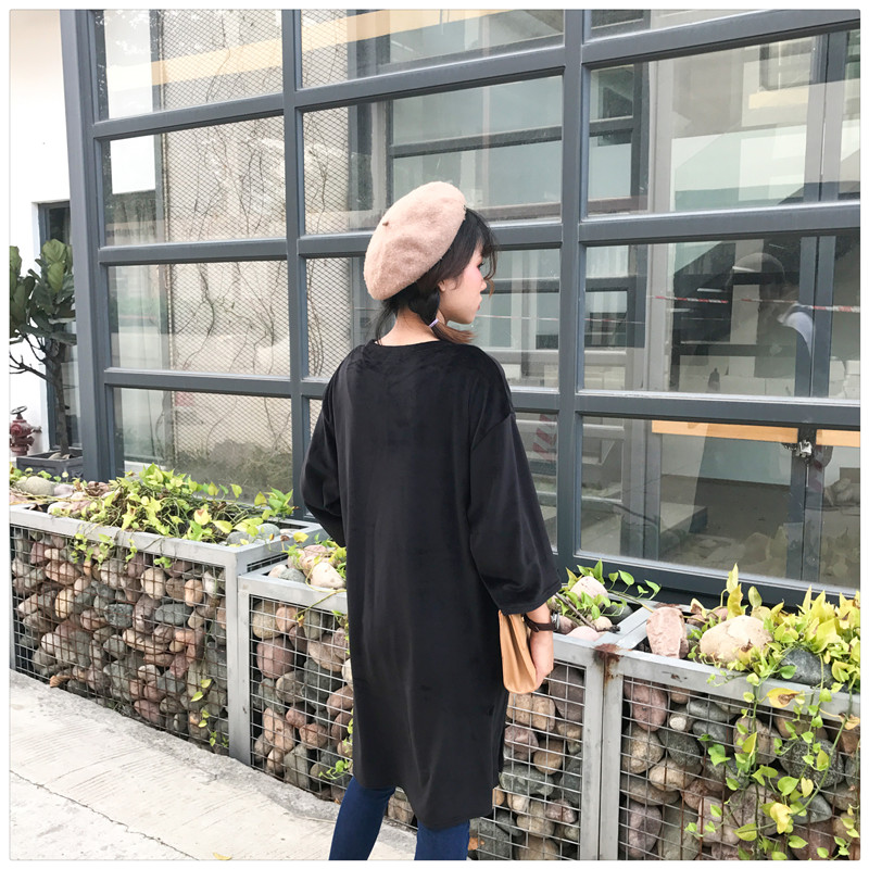 EW20284 Stylish Long Top Black